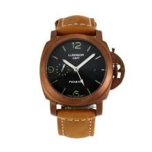 Panerai Luminor Marina Automatic Coffee Gold Case with Black Dial Green Markers-1