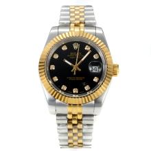 Rolex DateJust II Automatic Two Tone with Black Dial Diamond Markers