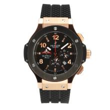 Hublot Big Bang Tuiga 1909 Working Chronograph Rose Gold Case with Black Dial Rubber Strap