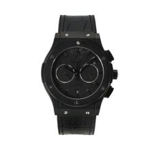 Hublot Big Bang Working Chronograph PVD Case with Black Dial Black Leather Strap
