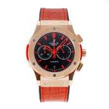 Hublot Big Bang Working Chronograph Rose Gold Case with Black Dial Red Markers