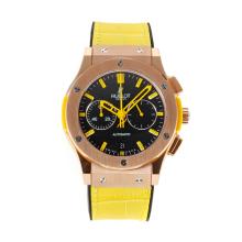 Hublot Big Bang Working Chronograph Rose Gold Case with Black Dial Yellow Markers