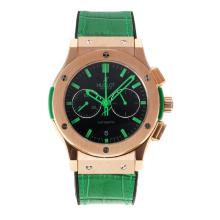 Hublot Big Bang Working Chronograph Rose Gold Case with Black Dial Green Markers