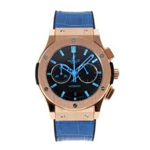 Hublot Big Bang Working Chronograph Rose Gold Case with Black Dial Blue Markers