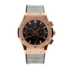 Hublot Big Bang Working Chronograph Rose Gold Case with Black Dial Grey Leather Strap