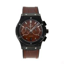 Hublot Big Bang Working Chronograph PVD Case with Coffee Dial Coffee Leather Strap