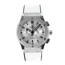 Hublot Big Bang Working Chronograph with Silver Dial White Leather Strap