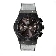 Hublot Big Bang Working Chronograph PVD Case with Dark Coffee Dial Grey Leather Strap