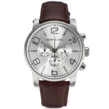 Montblanc Time Walker Working Chronograph with White Dial Leather Strap