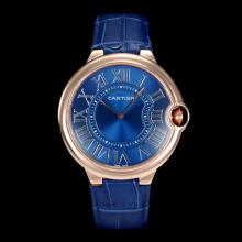Cartier Ballon bleu de Cartier Rose Gold Case Roman Markers with Blue Dial Oversized Version(Gift Box is Included)