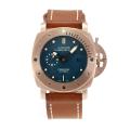 Panerai Luminor Submersible Automatic Rose Gold Case with Blue Dial Brown Leather Strap