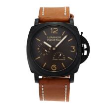 Panerai Luminor Working Power Reserve Automatic PVD Case with Coffee Dial Brown Leather Strap