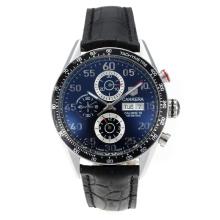 Tag Heuer Carrera Calibre 16 Automatic with Black Dial Black Leather Strap