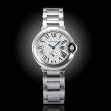 Cartier Ballon bleu de Cartier Roman Markers with White Dial S/S-Sapphire Glass(Gift Box is Included)