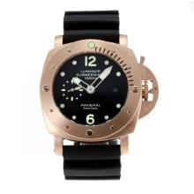 Panerai Luminor Submersible Automatic Rose Gold Case with Black Dial Black Rubber Strap