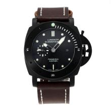 Panerai Luminor Submersible Automatic PVD Case with Black Dial Brown Leather Strap-1