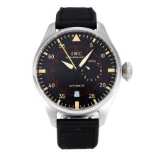 IWC Pilot Working Power Reserve Automatic Apricot Markers with Black Dial-Nylon Strap