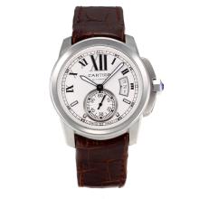 Cartier Calibre de Cartier Automatic with White Dial Coffee Leather Strap