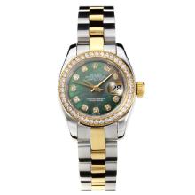 Rolex Datejust Automatic Two Tone Diamond Bezel with Dark Green MOP Dial Same Chassis as ETA Version-1