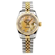 Rolex Datejust Automatic Two Tone Diamond Markers with Apricot MOP Dial Same Chassis as ETA Version