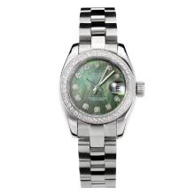 Rolex Datejust Automatic Diamond Bezel with Dark Green MOP Dial S/S Same Chassis as ETA Version-2