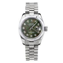 Rolex Datejust Automatic Diamond Markers With Dark Green MOP Dial S/S Same Chassis as ETA Version