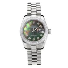 Rolex Datejust Automatic Diamond Bezel with Dark Green MOP Dial S/S Same Chassis as ETA Version-1