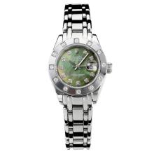 Rolex Masterpiece Automatic Diamond Bezel with Drak Green MOP Dial S/S Same Chassis as ETA Version