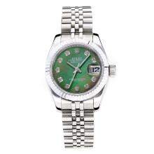 Rolex Datejust Automatic Diamond Markers with Dark Green MOP Dial Same Chassis as ETA Version