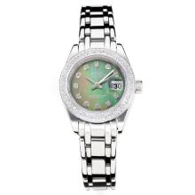 Rolex Masterpiece Automatic Diamond Bezel with Dark Green MOP Dial S/S Same Chassis as ETA Version