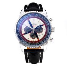 Breitling Navitimer Working Chronograph with White Dial Leather Strap-1