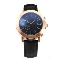 Piaget Polo Rose Gold Case with Black/White Dial Leather Strap