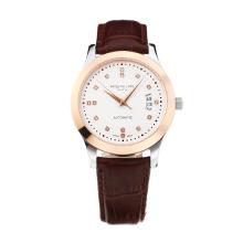Patek Philippe Calatrava Automatic Rose Gold Bezel Diamond Markers with White Dial Sapphire Glass-18K plated Gold Movement