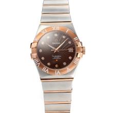 Omega Constellation Two Tone Roman Bezel with Coffee Dial Sapphire Glass-1