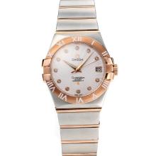 Omega Constellation Two Tone Roman Bezel with White Dial Sapphire Glass-1