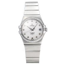 Omega Constellation Diamond Bezel with White Dial S/S-Sapphire Glass-1