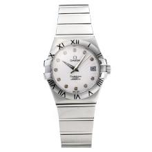 Omega Constellation Roman Bezel with White Dial S/S-Sapphire Glass