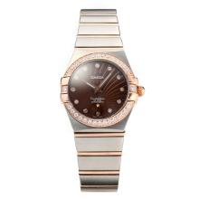 Omega Constellation Two Tone Diamond Bezel with Coffee Dial Sapphire Glass