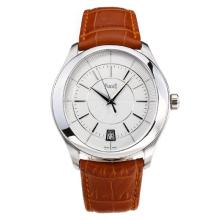 Piaget Gouverneur Automatic with White Dial Brown Leather Strap