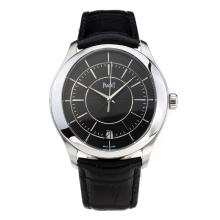 Piaget Gouverneur Automatic with Black Dial Leather Strap