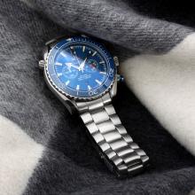 Omega Seamaster Planet Ocean Working Chronograph Blue Ceramic Bezel with Blue Dial S/S(Gift Box is Included)