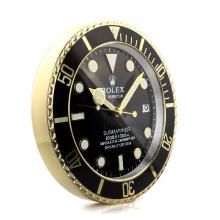 Rolex Submariner Black Bezel Yellow Gold Case Wall Clock with Black Dial