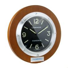 Panerai Luminor Wall Clock Brown Wood Case with Black Dial