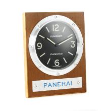 Panerai Luminor Wall Clock Brown Wood Mounting with Black Dial