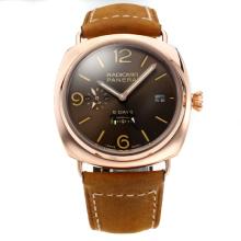 Panerai Radiomir 8 Dyas Automatic Working Power Reserve Rose Gold Case with Brown Dial Camel Leather Strap