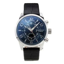 Mont Blanc Flyback Automatic with Black Dial Black Leather Strap