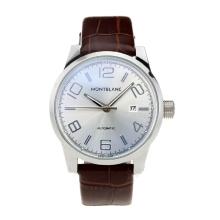 Mont Blanc Classic Automatic with Silver Dial Brown Leather Strap