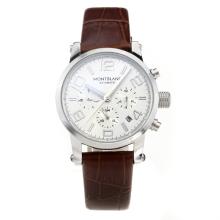 Mont Blanc Time Walker Automatic with Silver Dial Brown Leather Strap