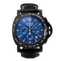 Panerai Luminor Daylight Working Chronograph PVD Case with Blue Dial Leather Strap-1