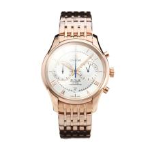 Omega De Ville Working Chronograph Full Rose Gold with White Dial Sapphire Glass